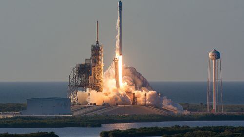 SpaceX launched its Falcon 9 rocket from Kennedy Space Center on Monday, May 15, 2017, carrying a 13,400-pound satellite into space for London-based Inmarsat. (SpaceX)