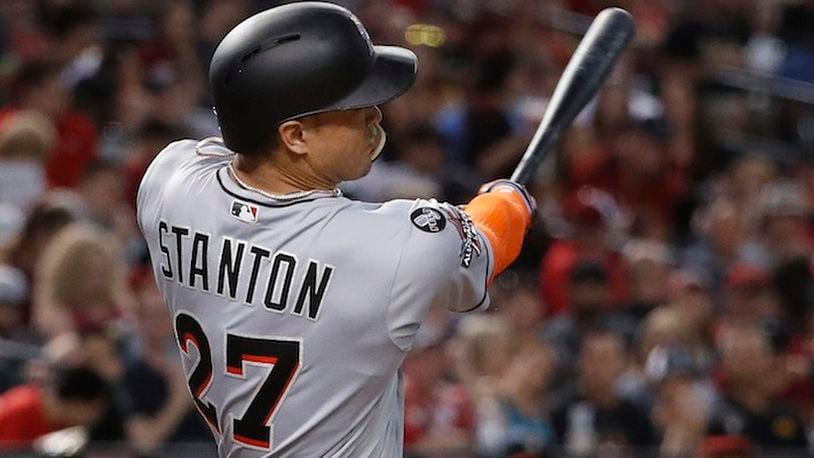 Miami's Giancarlo Stanton hitting for average as well as homers