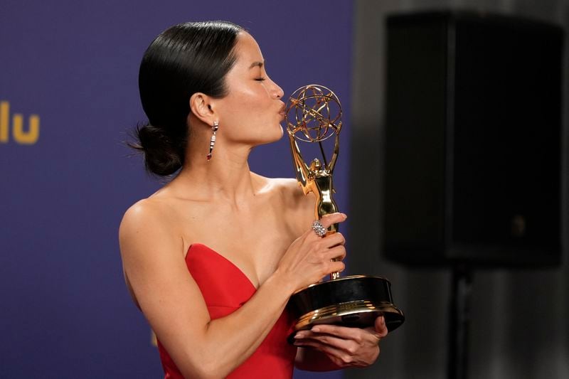 Anna Sawai, winner of the award for outstanding lead actress in a drama series for "Shogun", poses in the press room during the 76th Primetime Emmy Awards on Sunday, Sept. 15, 2024, at the Peacock Theater in Los Angeles. (AP Photo/Jae C. Hong)