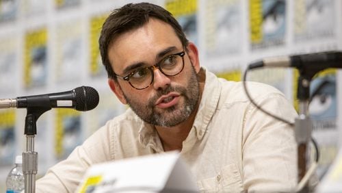 Andrew Aydin (shown at 2023 Dragon Con) and collaborators Kelly Sue DeConnick and Valentine De Landro will be debuting new politically oriented comic books at 2024 Dragon Con.