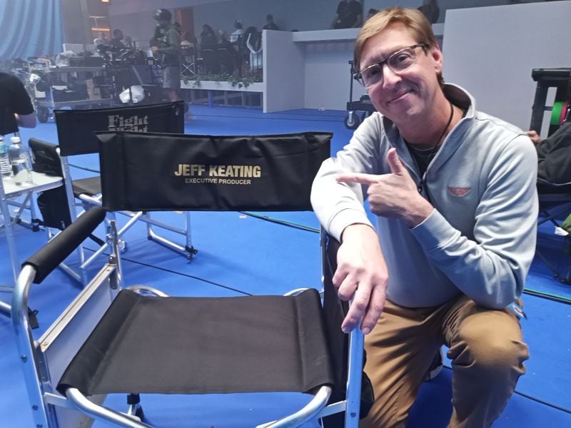 Jeff Keating on the set of "Fight Night: The Million Dollar Heist" at Assembly Studios last May."
Credit: Blake Guthrie