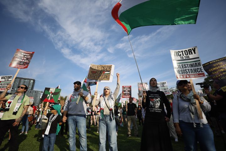 Protesters briefly clash with police.