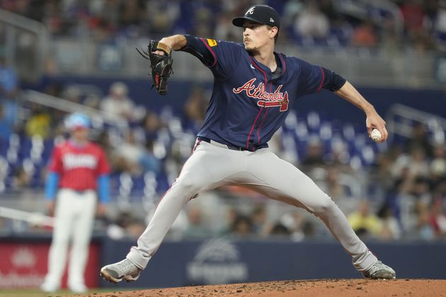 Atlanta Braves starting pitcher Max Fried aims a pitch during the second inning of a baseball game against the Miami Marlins, Saturday, Sept. 21, 2024, in Miami. The Braves won 6-2.(AP Photo/Marta Lavandier)