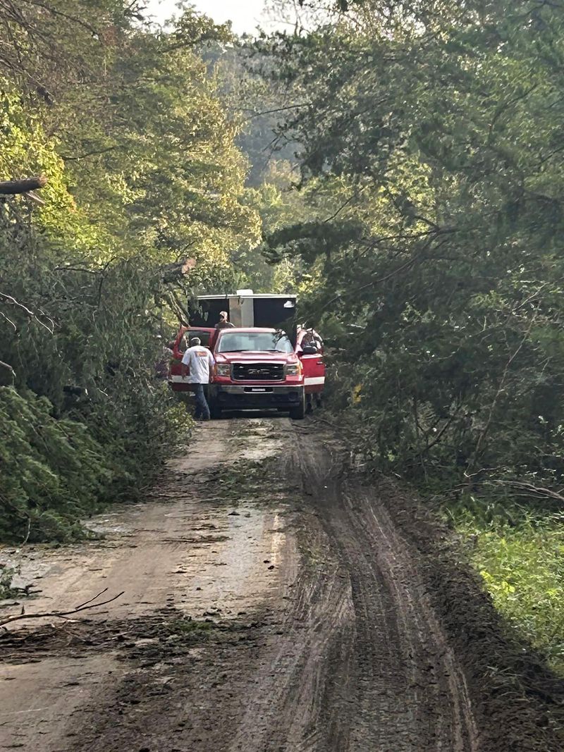 Rescue workers from the Pamlico County rescue team are shown working in the aftermath of Helene the area of Chimney Rock, N.C., Saturday, Sept. 28, 2024. (Pamlico County Special Operations via AP)