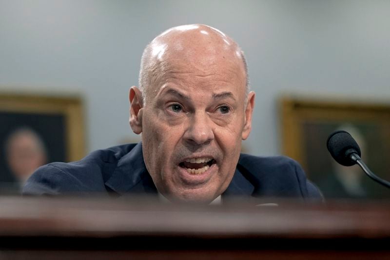 Postmaster General Louis DeJoy testifies during a House Committee on Appropriations Subcommittee on Financial Services and General Government oversight hearing on the United States Postal Service's role in Federal election integrity, Thursday, Sep 26, 2024, on Capitol Hill in Washington. (AP Photo/Mariam Zuhaib)