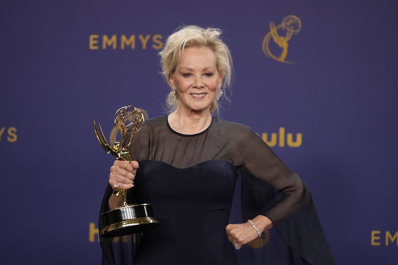 Jean Smart poses in the press room with the award for outstanding lead actress in a comedy series for "Hacks" during the 76th Primetime Emmy Awards on Sunday, Sept. 15, 2024, at the Peacock Theater in Los Angeles. (AP Photo/Jae C. Hong)