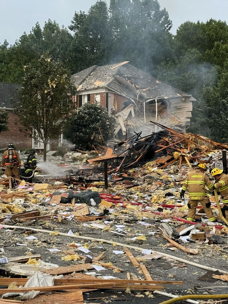 In this photo provided by Joppa Magnolia Volunteer Fire Company, debris is seen in a street after an apparent house explosion in Harford County, Maryland, Sunday, Aug. 11, 2024. Fire officials say at least one person has died after an apparent explosion leveled a house in a town northeast of Baltimore. (Joppa Magnolia Volunteer Fire Company via AP)