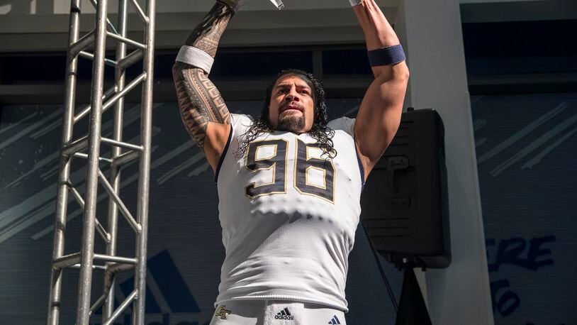 Gold College Football Jersey Georgia Tech ANOAI XL Custom ROMAN REIGNS WWE  #96