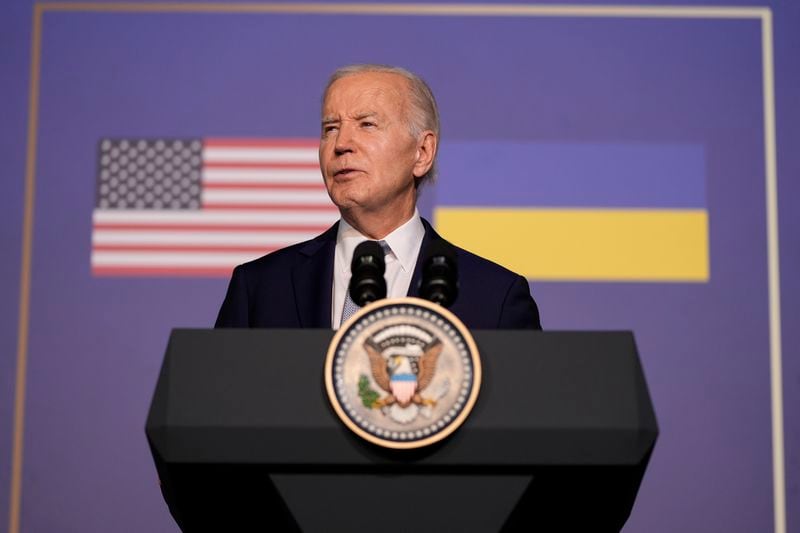 President Joe Biden meets the media after signing a bilateral security agreement with Ukrainian President Volodymyr Zelenskyy, on the sidelines of the G7, Thursday, June 13, 2024, in Savelletri, Italy. (AP Photo/Alex Brandon)