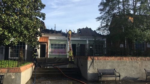 The blaze at the New School of Music badly damaged the roof. (Photo courtesy of Rick Smith)