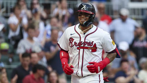 Braves shortstop Orlando Arcia (shown here during a game in May at Truist Park) left Monday's game in St. Louis in the sixth inning. (Jason Getz / AJC)