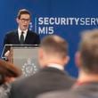 Ken McCallum, Director General of MI5, delivers the annual Director General's speech at Counter Terrorism Operations Centre in west London, Tuesday Oct. 8, 2024. (Yui Mok/PA via AP)