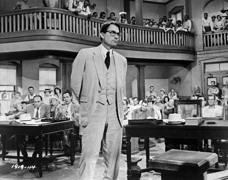 Gregory Peck in his Academy Award-winning role as Atticus Finch in the 1962 film version of "To Kill a Mockingbird." Finch, a small-town Southern lawyer who defended a black man falsely accused of rape, AP Photo/Universal