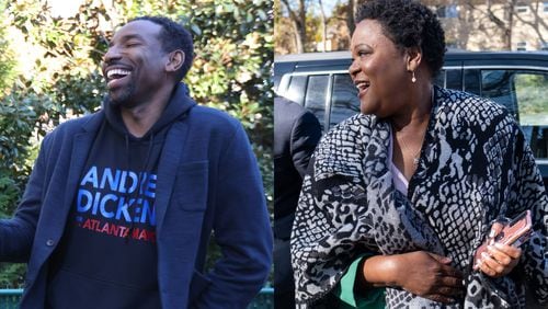 Voters in the Nov. 30 runoff election will decide whether Andre Dickens (left) or Felicia Moore becomes the new Atlanta mayor.