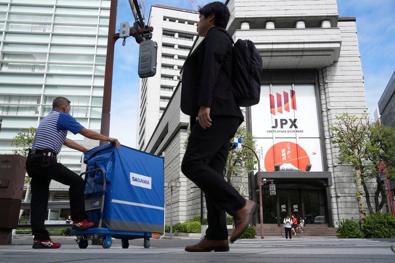 The Tokyo Stock Exchange building is seen Tuesday, Sept. 24, 2024, in Tokyo. (AP Photo/Eugene Hoshiko)