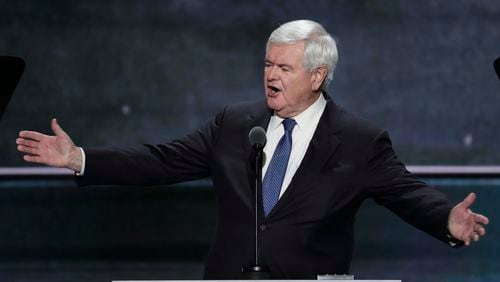 Former House Speaker Newt Gingrich speaks during the third day of the Republican National Convention in Cleveland, Wednesday, July 20, 2016. (AP Photo/J. Scott Applewhite)