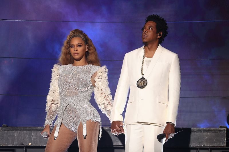 The Carters arrive on stage in Atlanta on Aug. 25, 2018. Courtesy of Raven Varona/Parkwood PictureGroup