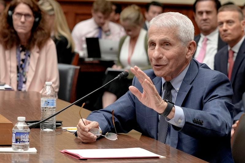 Dr. Anthony Fauci, former Director of the National Institute of Allergy and Infectious Diseases, testifies at a congressional subcommittee hearing on the coronavirus pandemic in Washington on Monday.