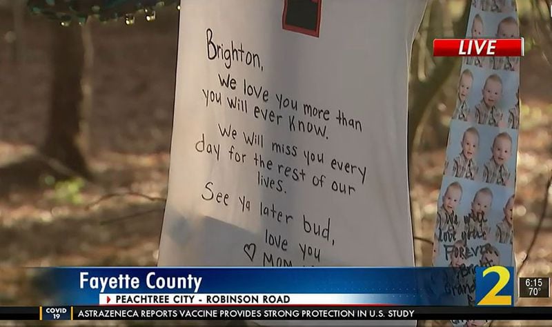 The family of Brighton Garretson left a heartfelt note at the site of the crash Monday.