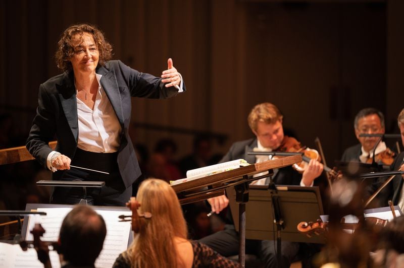 Nathalie Stutzmann in her debut as the Atlanta Symphony Orchestra’s music director. Stutzmann is the only female currently serving as music director of a major American orchestra. RAND LINES