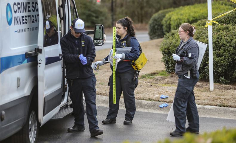 A shooting at a Gwinnett County apartment complex left three people dead, including the suspect, and a fourth injured Tuesday morning, police said.
