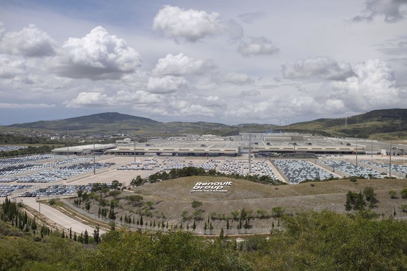 FILE - A Renault factory is visible on the outskirts of Tangier, Morocco, April 29, 2024. Investment in electric vehicle manufacturing is booming in Morocco, a country that neighbors Europe and enjoys a free trade agreement with the United States. (AP Photo, File)
