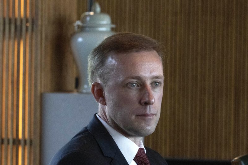 White House national security adviser Jake Sullivan looks on before talks with Wang Yi, the director of the Communist Party's Central Foreign Affairs Commission Office at Yanqi lake in Beijing, Tuesday, Aug. 27, 2024. (AP Photo/Ng Han Guan, Pool)