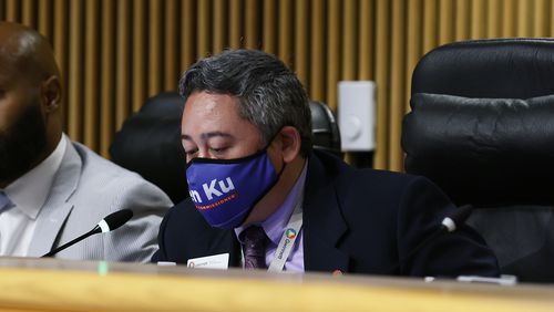 Commissioner Ben Ku attends a board meeting at Gwinnett Justice and Administration Center on Tuesday, June 7, 2022. (Natrice Miller / natrice.miller@ajc.com)