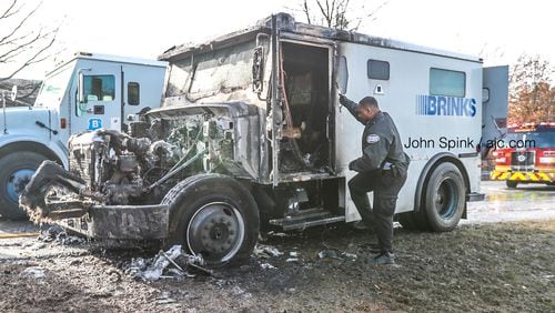 An armored car fire blocked the exit from I-85 to Pleasant Hill Road on Thursday morning.