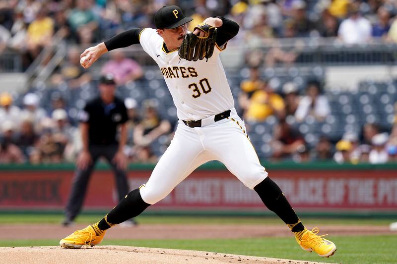 Pittsburgh Pirates starting pitcher Paul Skenes delivers during the first inning of a baseball game against the San Francisco Giants, Thursday, May 23, 2024, in Pittsburgh. (AP Photo/Matt Freed)