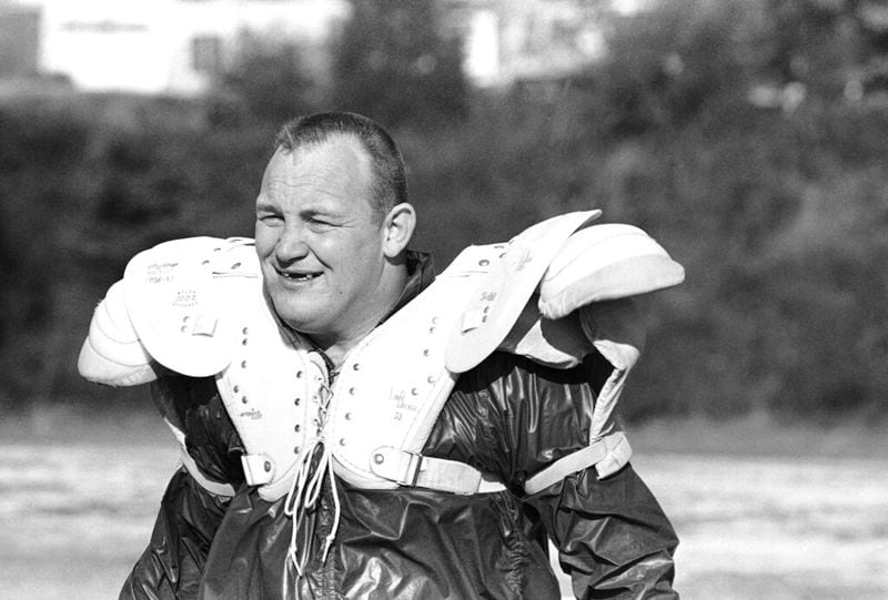 Billy Shaw works out while playing for the Buffalo Bills in 1966.