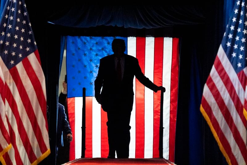 Republican presidential nominee former President Donald Trump arrives to speak at a campaign event at Nassau Coliseum, Wednesday, Sept.18, 2024, in Uniondale, N.Y. (AP Photo/Alex Brandon)