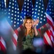 FILE - First lady Melania Trump speaks during a campaign rally in Atglen, Pa., Oct. 27, 2020. (AP Photo/Laurence Kesterson, File)