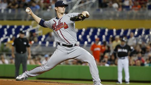 Braves' Michael Soroka delivers in a 2018 game. (AP Photo/Wilfredo Lee)