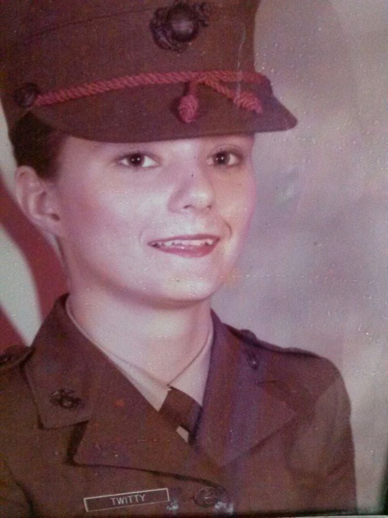Paula Twitty Bushman, who miscarried her first child at Camp Lejeune, in her Marine dress uniform in the 1980s. FAMILY PHOTO