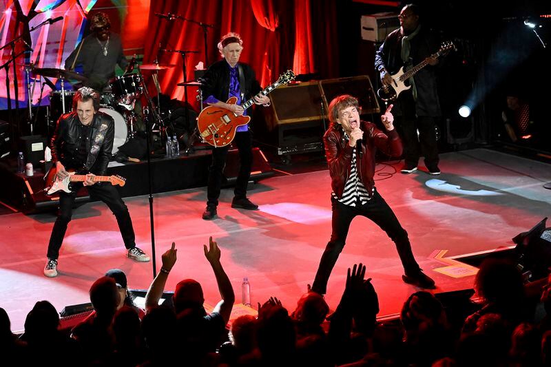 FILE - The Rolling Stones perform at a celebration for the release of their new album, "Hackney Diamonds," Oct. 19, 2023, in New York. The Rolling Stones announced Thursday, May 23, 2024, that they would close out their North American Hackney Diamonds tour by playing at Thunder Ridge Nature Arena in Ridgedale, Mo. (Photo by Evan Agostini/Invision/AP, File)