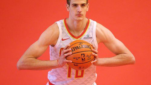 Nicolas Brussino poses for a portrait during Hawks Media Day on Monday, September 25, 2017, in Atlanta.   Curtis Compton/ccompton@ajc.com