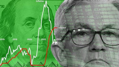 Illustration of Jerome Powell for a story about interest rate drops and the impact on housing affordability in Atlanta and Georgia. Illustration by ArLuther Lee | The Atlanta Journal-Constitution