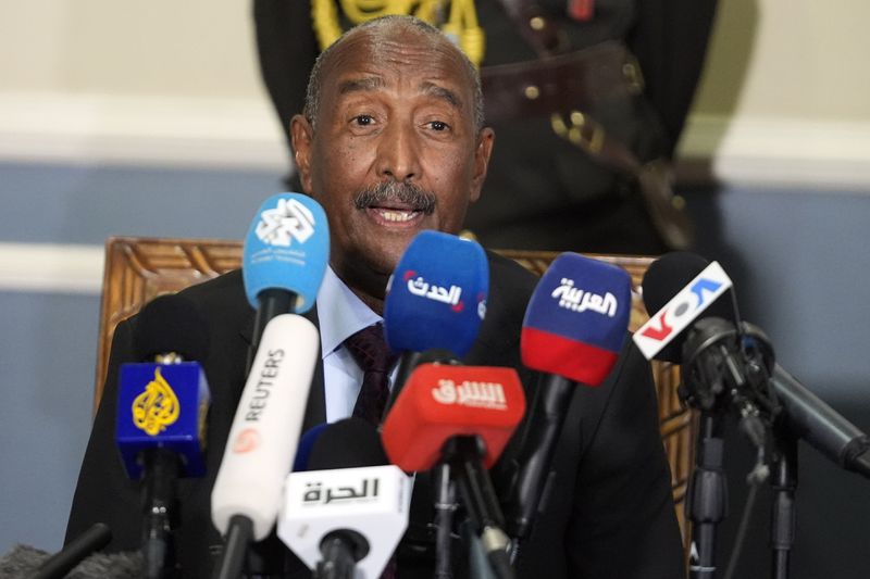 Gen. Abdel-Fattah Burhan, President of the Transitional Sovereign Council of Sudan, speaks during a news conference at the Sudan Mission to the United Nations Thursday, Sept. 26, 2024, in New York. (AP Photo/Frank Franklin II)