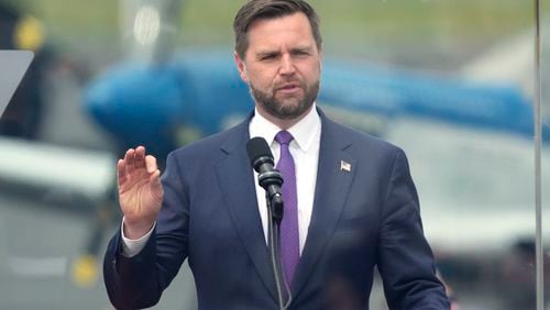 Republican vice presidential nominee Sen. JD Vance, R-Ohio, speaks during a campaign event in Asheboro, N.C., Wednesday, Aug. 21, 2024. (AP Photo/Chuck Burton)