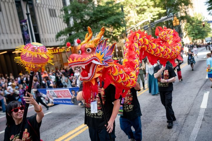 Thousands lined up along Peachtree Street Saturday morning for the annual Dragon Con parade.