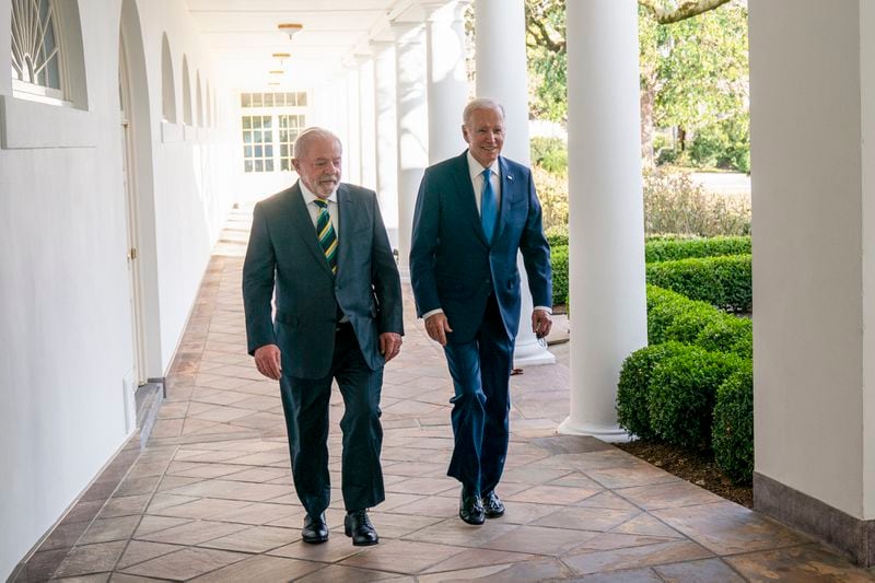 President Luiz Inácio Lula da Silva of Brazil (left) and U.S. President Joe Biden will participate in a call today. They are pictured at the White House last year.