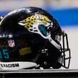 FILE - Jacksonville Jaguars helmet during an NFL football game Dec. 4, 2022, in Detroit. (AP Photo/Rick Osentoski)