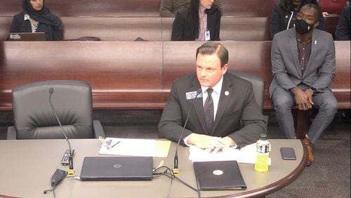 State Sen. Clint Dixon, R-Buford, addressed a Senate panel last year about changes he wanted in Gwinnett County elections. He convinced the GOP-controlled Senate on Wednesday, Feb. 2, 2022, to pass Senate Bill 369. It would make the Gwinnett school board elections nonpartisan.