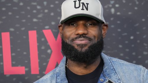 LeBron James arrives at the premiere of "Starting 5" on Monday, Sept. 23, 2024 at The Egyptian Theatre Hollywood in Los Angeles. (AP Photo/Chris Pizzello)