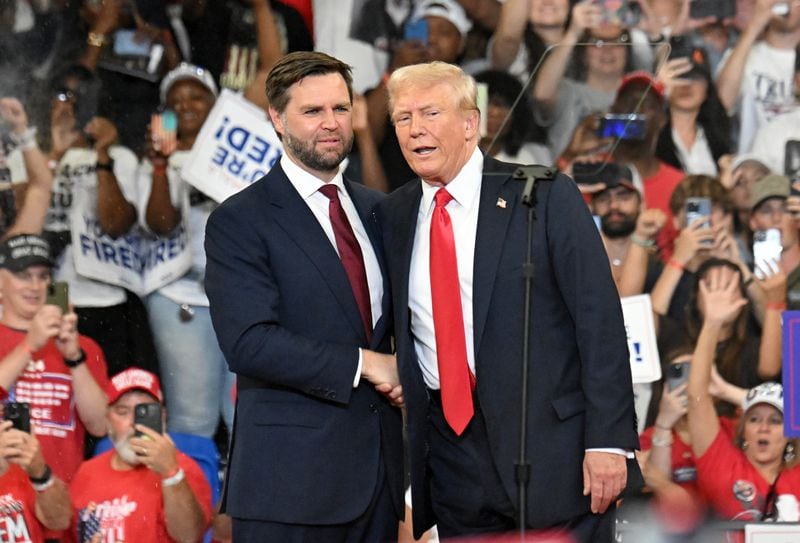 Saturday's rally in Atlanta featuring former President Donald Trump (right) and his running mate — U.S. Sen. JD Vance of Ohio (left) — will be discussed on the "Politically Georgia" show today.