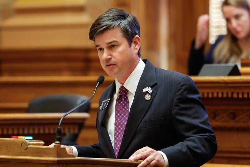 State Sen. Matt Brass, R-Newnan, speaks at the Georgia State Capitol during a special session on Wednesday, Nov. 29, 2023. (Natrice Miller/Natrice.miller@ajc.com)