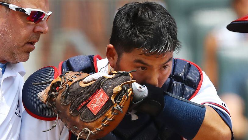 Kurt Suzuki reacts after two-homer night in Atlanta Braves 7-2 victory over  Philadelphia Phillies 