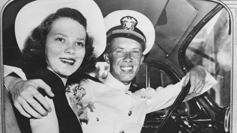 Jimmy and Rosalynn Carter on the day of their 1946 wedding.
