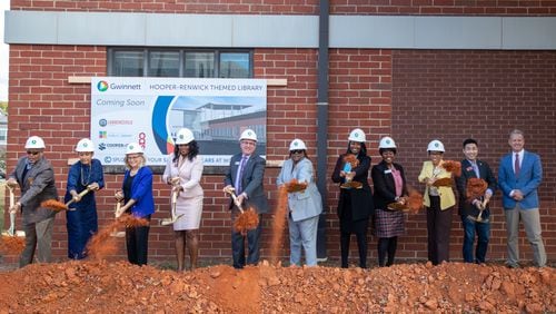 Gwinnett and Lawrenceville officials break ground on the Hooper-Renwick Themed Library. (Courtesy Gwinnett County)